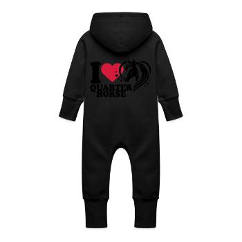 I love Pferd Quarter Horse - Baby Organic Sweat Overalls With Hood - vanilla - Back