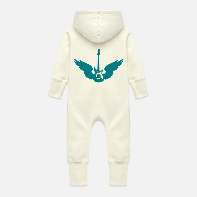 guitar_wings_b_092011_1c - Grenouillère à capuche bio en molleton Bébé - vanille