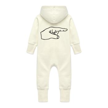 doigt pointe index finger hand - Grenouillère à capuche bio en molleton Bébé - vanille - Dos