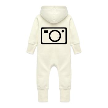 Camera - Baby Organic Sweat Overalls With Hood - vanilla - Back