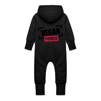 Vegan Power Stempel Logo - Baby Organic Sweat Overalls With Hood - vanilla - Back