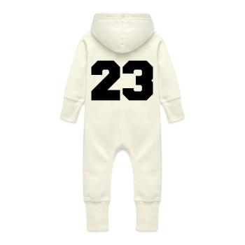 23 - Baby Organic Sweat Overalls With Hood - vanilla - Back