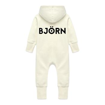 Vorname Björn - Baby Bio Sweat Overall mit Kapuze - Vanille-Milchshake - Hinten