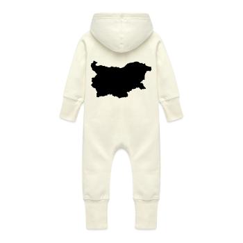 Bulgaria map - Baby Organic Sweat Overalls With Hood - vanilla - Back