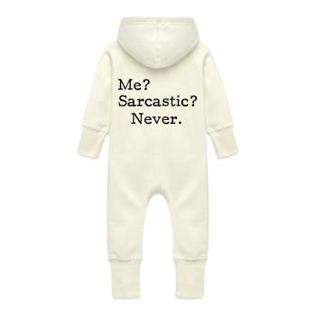 Me? Sarcastic? - Never. - Baby Organic Sweat Overalls With Hood - vanilla - Back