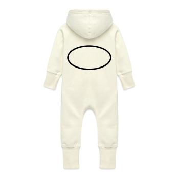 Ovale (à personnaliser) - Grenouillère à capuche bio en molleton Bébé - vanille - Dos