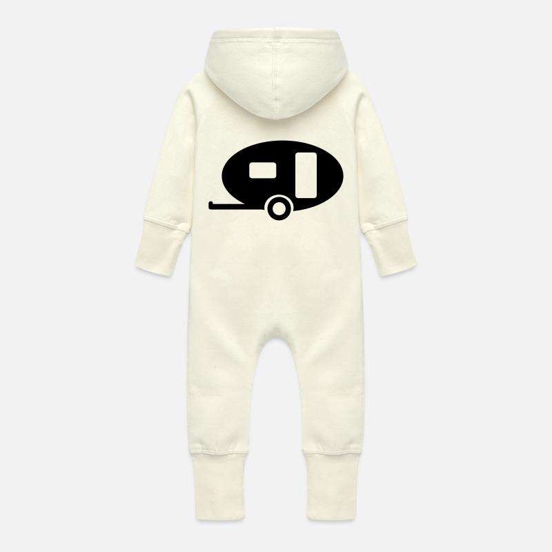caravan_1 - Grenouillère à capuche bio en molleton Bébé - vanille