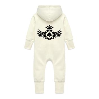 poker_ace_shield_f1 - Grenouillère à capuche bio en molleton Bébé - vanille - Dos