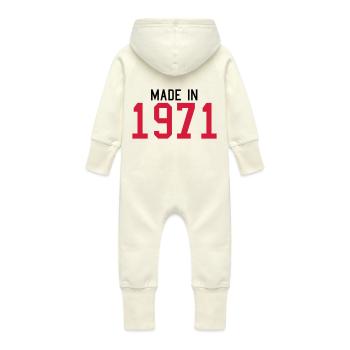 1971 - Baby Organic Sweat Overalls With Hood - vanilla - Back