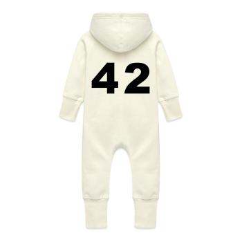 Nombre - 42 - quarante deux - Grenouillère à capuche bio en molleton Bébé - vanille - Dos