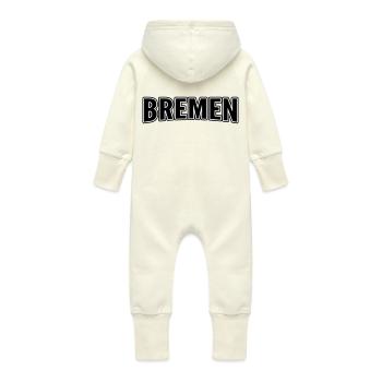 Bremen - Baby Organic Sweat Overalls With Hood - vanilla - Back