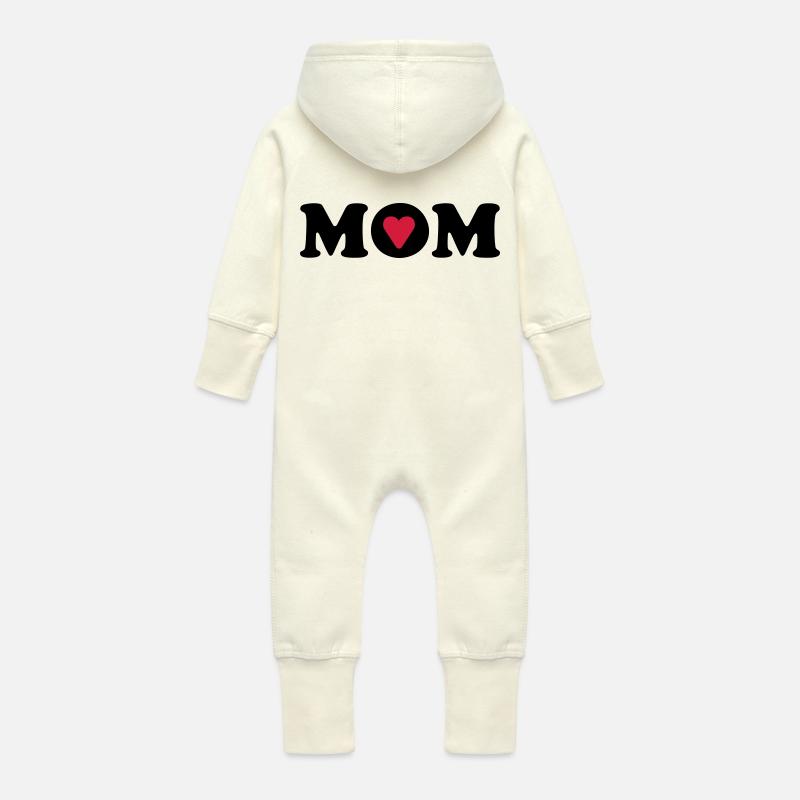 Ich liebe Mama - Baby Bio Sweat Overall mit Kapuze - Vanille-Milchshake