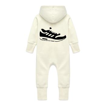 schuh__f1 - Baby Bio Sweat Overall mit Kapuze - Vanille-Milchshake - Hinten