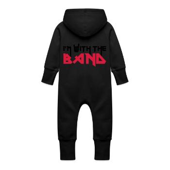I'm with the Band - Baby Organic Sweat Overalls With Hood - vanilla - Back