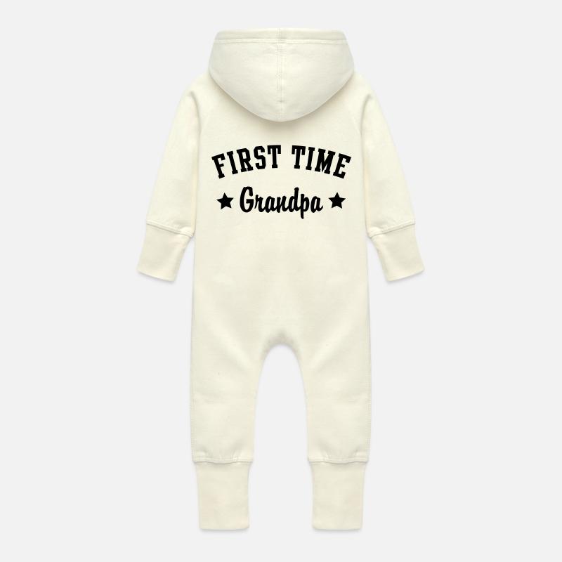 PREMIÈRE FOIS grand-papa - Grenouillère à capuche bio en molleton Bébé - vanille