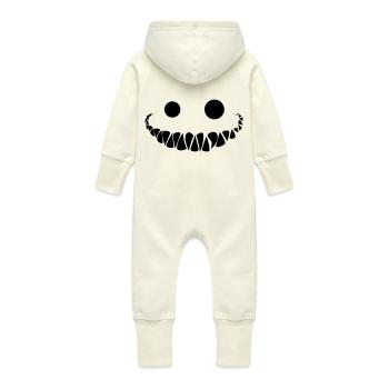 Monstre : Sourire qui fait peur - Grenouillère à capuche bio en molleton Bébé - vanille - Dos