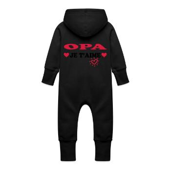 OPA je t'aime - Grenouillère à capuche bio en molleton Bébé - vanille - Dos