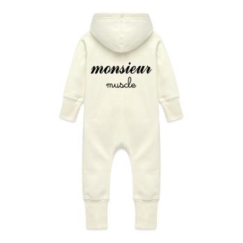 Monsieur Muscle - Grenouillère à capuche bio en molleton Bébé - vanille - Dos
