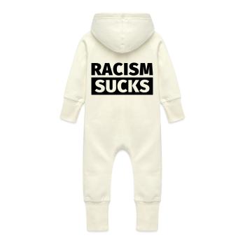 Gegen Rechts - Baby Bio Sweat Overall mit Kapuze - Vanille-Milchshake - Hinten