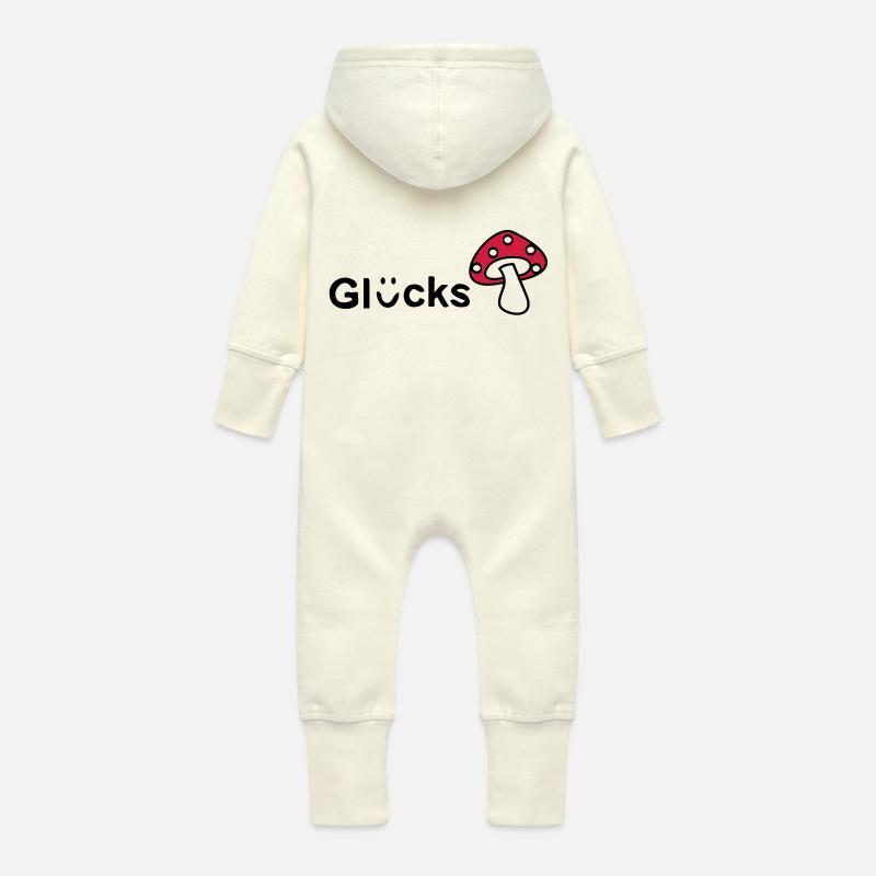 Lucky devil - Baby Organic Sweat Overalls With Hood - vanilla