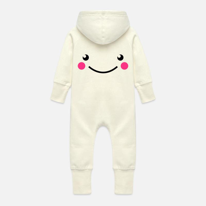 sourire - Grenouillère à capuche bio en molleton Bébé - vanille