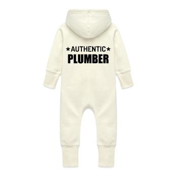 Plombier / Plomberie / Travail / Métier / Job - Grenouillère à capuche bio en molleton Bébé - vanille - Dos