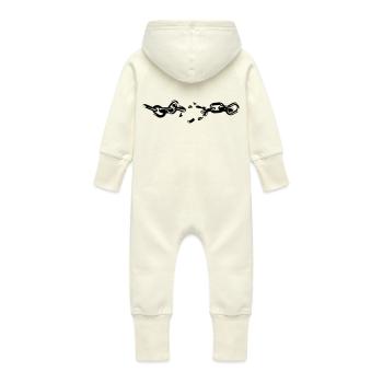 Broken Chain - Baby Organic Sweat Overalls With Hood - vanilla - Back
