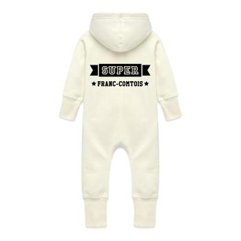 Franche-comté / Franc-Comtois / Franc-Comtoise - Grenouillère à capuche bio en molleton Bébé - vanille - Dos