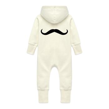 moustache - Baby Organic Sweat Overalls With Hood - vanilla - Back