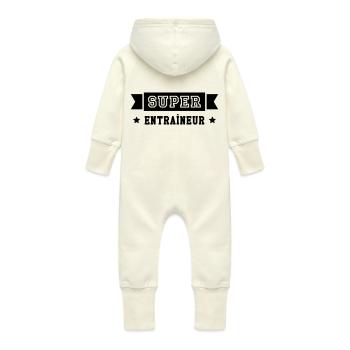 Coach / Entraîneur / Sport / Foot / Coaching - Grenouillère à capuche bio en molleton Bébé - vanille - Dos