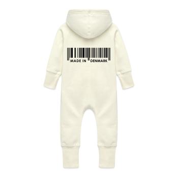 Bar Code Made in Denmark - Baby Organic Sweat Overalls With Hood - vanilla - Back
