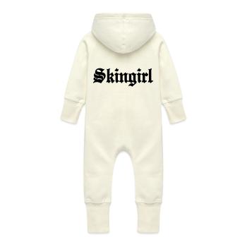 Working Class Skingirl Oi! Antiracist Bootgirl My - Baby Organic Sweat Overalls With Hood - vanilla - Back