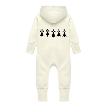Les hermines de Bretagne 2 - Grenouillère à capuche bio en molleton Bébé - vanille - Dos