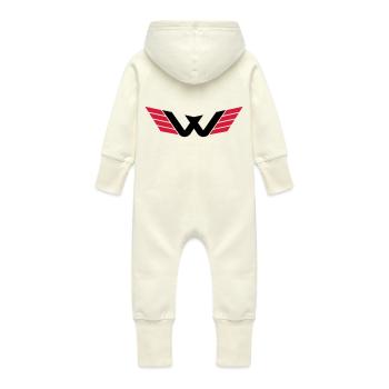 W Logo - Baby Organic Sweat Overalls With Hood - vanilla - Back