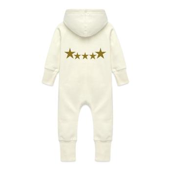 armée étoiles - Grenouillère à capuche bio en molleton Bébé - vanille - Dos