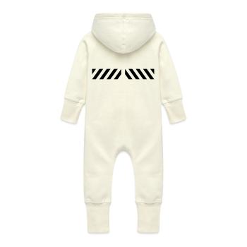 Warning 3 Zipper Warnbalken - Baby Bio Sweat Overall mit Kapuze - Vanille-Milchshake - Hinten