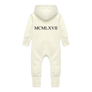 1967 - Baby Organic Sweat Overalls With Hood - vanilla - Back