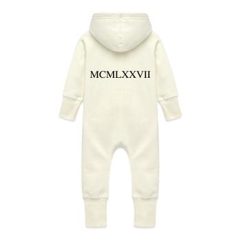 1977 - Baby Organic Sweat Overalls With Hood - vanilla - Back