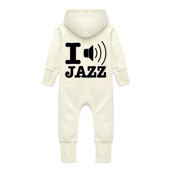 I love jazz / I music jazz - Baby bio sweat kruippakje met capuchon - vanille-milchshake - Achter