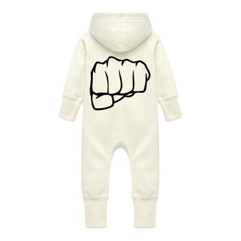 poing - Grenouillère à capuche bio en molleton Bébé - vanille - Dos