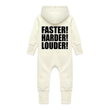 Faster Harder Louder - Grenouillère à capuche bio en molleton Bébé - vanille - Dos