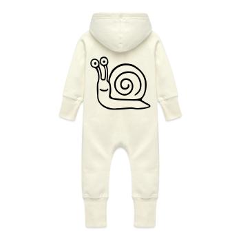 snail 5.1 - Baby Organic Sweat Overalls With Hood - vanilla - Back