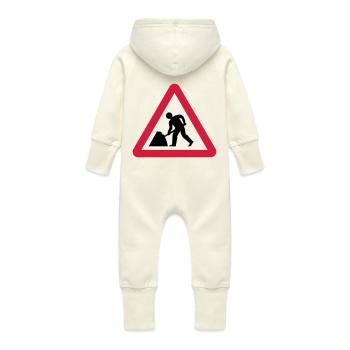 worker,Attention - Baby Organic Sweat Overalls With Hood - vanilla - Back