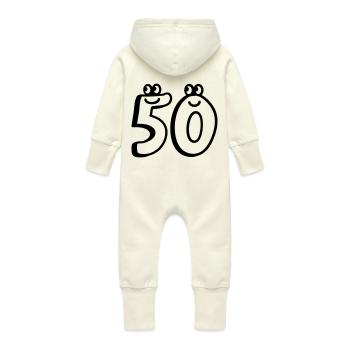 50 - Fünfzig - Line - Baby Bio Sweat Overall mit Kapuze - Vanille-Milchshake - Hinten