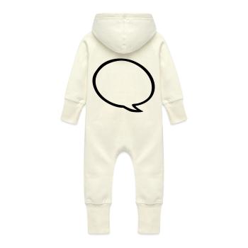 speech bubble - Baby Organic Sweat Overalls With Hood - vanilla - Back