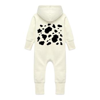 Cow Skin 2 - Baby Organic Sweat Overalls With Hood - vanilla - Back