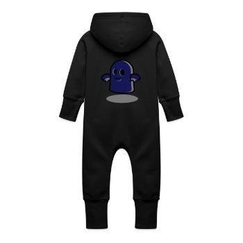 Little Ghost at Midnight - Baby Organic Sweat Overalls With Hood - vanilla - Back