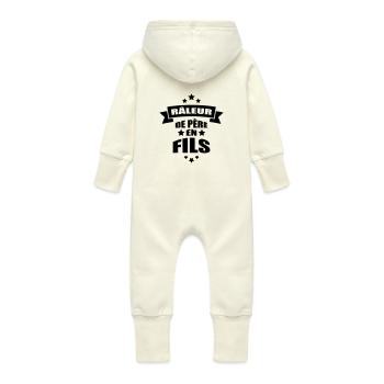 râleur de père en fils - Grenouillère à capuche bio en molleton Bébé - vanille - Dos