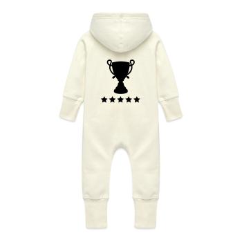 pokal_star__f1 - Grenouillère à capuche bio en molleton Bébé - vanille - Dos