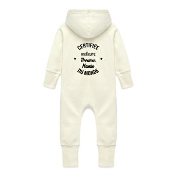 Grandma Oma Großmütter Mamy Mamie Grand-Mère - Baby Organic Sweat Overalls With Hood - vanilla - Back